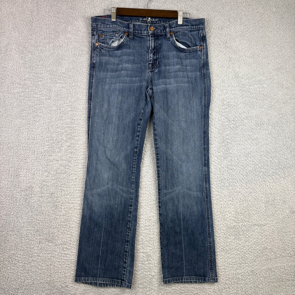 7 For All Mankind Jeans Womens 34 Blue A Pocket Bootcut Stretch Denim Y2K Faded
